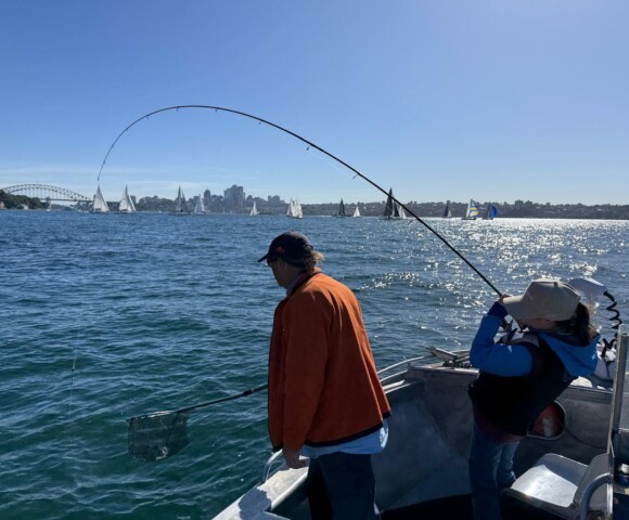 Kids fishing Sydney Harbour