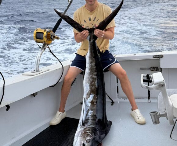 First ever striped marlin in Hawaii on the charter Playn Hooky