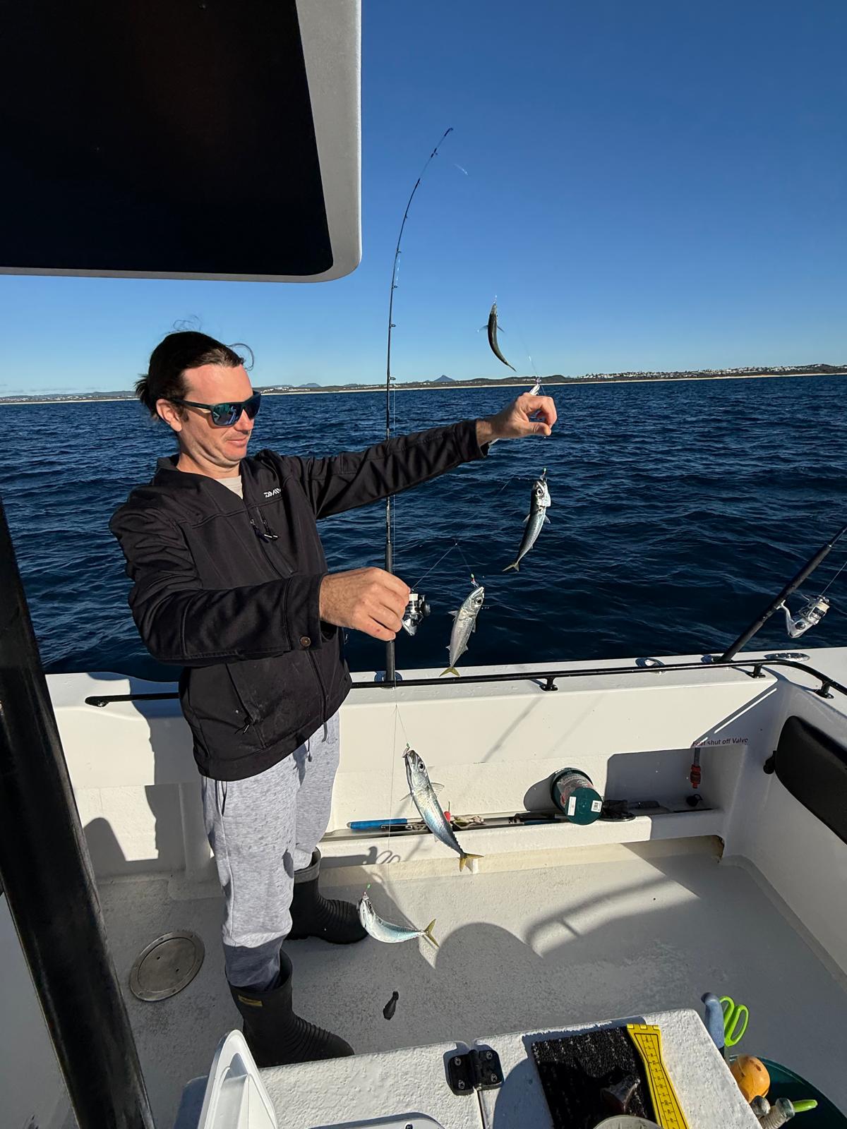 Loading up on slimmy mackerel - nothing like getting 6 out of 6 with each drop